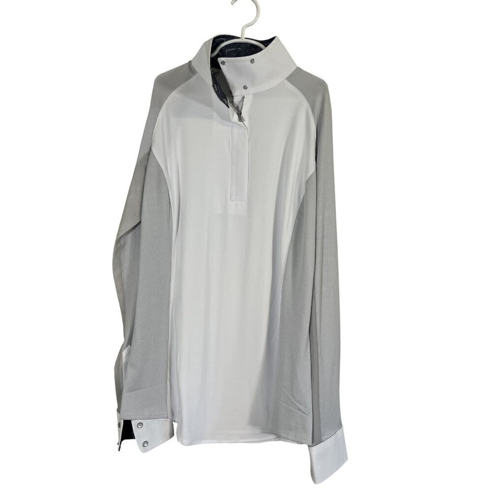 Ovation Equestrian Top S White Preppy Show Horse Showcase Neutral Rashguard Chic